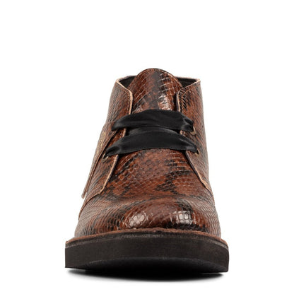 Clarks Originals Desert Boots Women's Dark Tan Snake Leather 26155674 Boots by Clarks Originals – Don't Panic Shoes