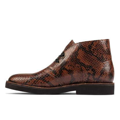 Clarks Originals Desert Boots Women's Dark Tan Snake Leather 26155674 Boots by Clarks Originals – Don't Panic Shoes