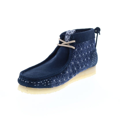 Clarks Originals Wallabee Boot Men's Navy Blue Multi Sashiko Suede 26169152 Shoes by Clarks Originals – Don't Panic Shoes