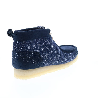 Clarks Originals Wallabee Boot Men's Navy Blue Multi Sashiko Suede 26169152 Shoes by Clarks Originals – Don't Panic Shoes