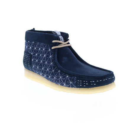 Clarks Originals Wallabee Boot Men's Navy Blue Multi Sashiko Suede 26169152 Shoes by Clarks Originals – Don't Panic Shoes