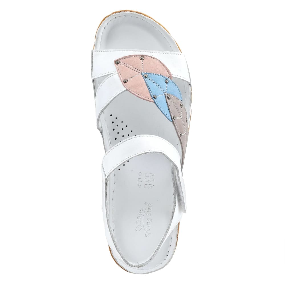 Spring Step Shoes Leaf Women's White Multi Quarter Strap Sandals Shoes by Spring Step Shoes – Don't Panic Shoes